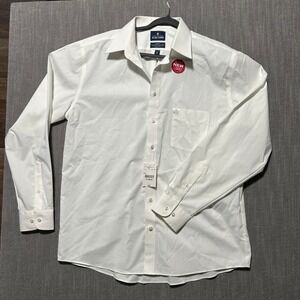 Stafford Travel Performance Super Shirt Mens 17 36-37 White Regular Fit NWT